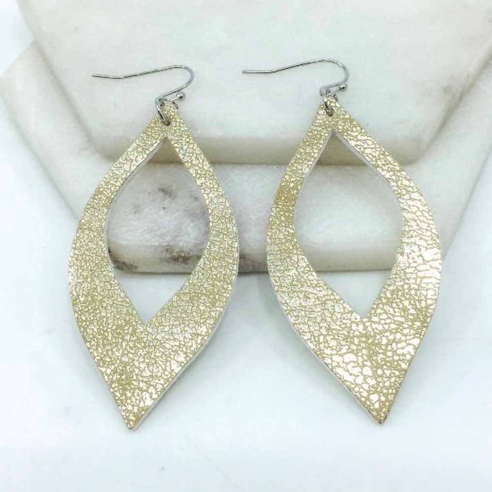 NEW! Vegan Leather Rose Gold Earrings